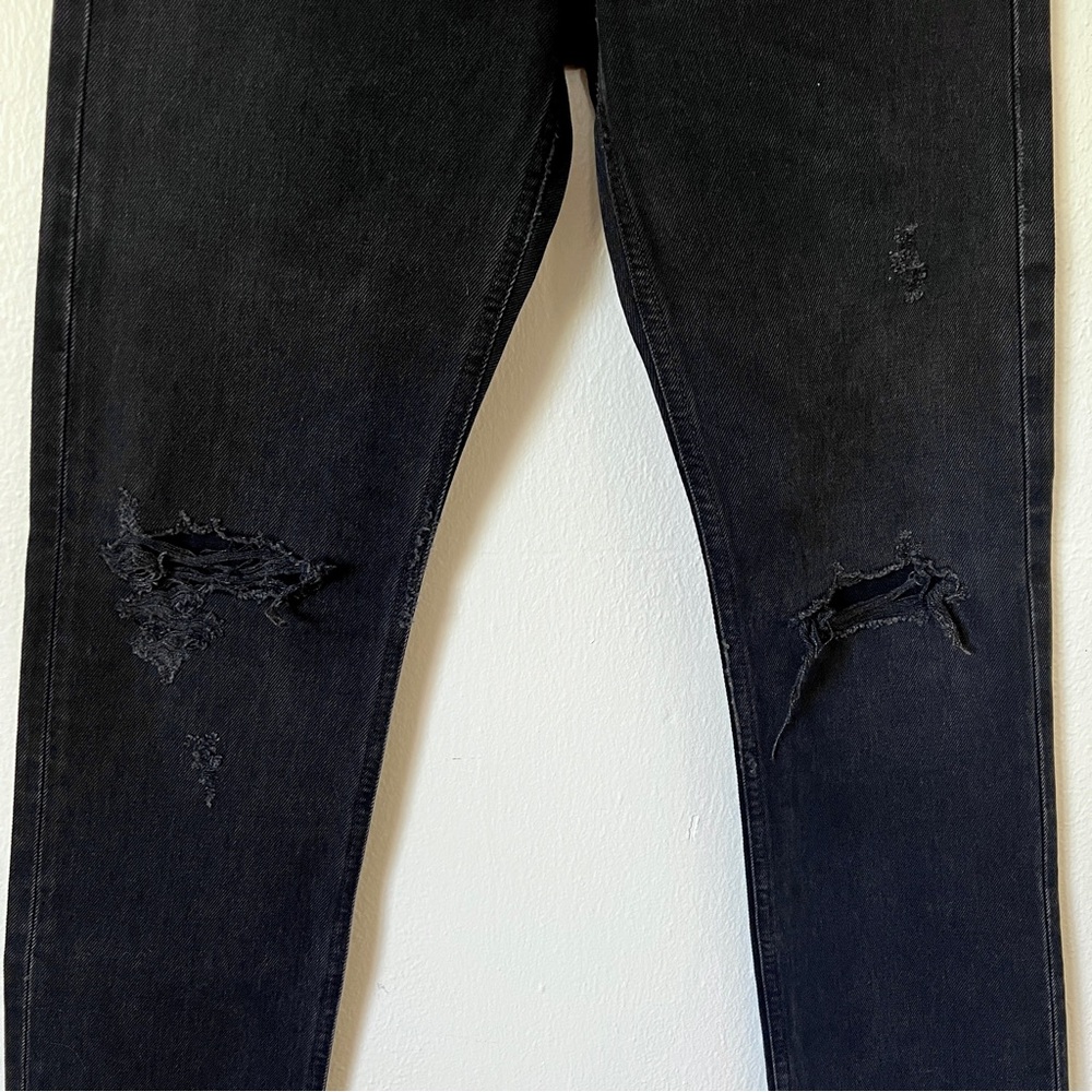 AGOLDE Cherie High Rise Straight Jeans Distortion Black Distressed - Picture 5 of 10